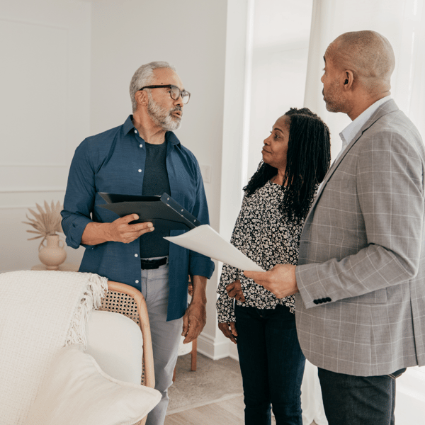 three people meeting